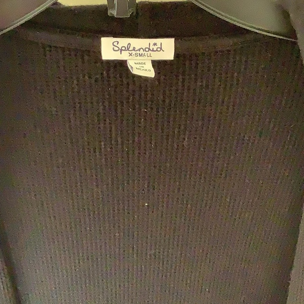 Splendid soft and cozy black knit open drape sweater with hood - Picture 3 of 4